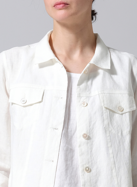 Linen Button Front Cropped Jacket