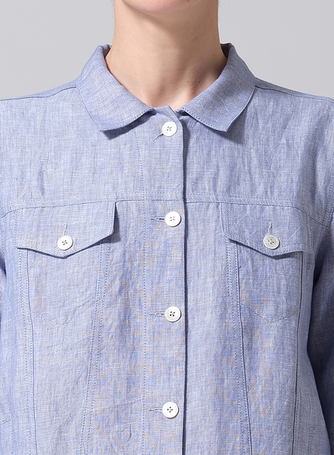 Linen Button Front Cropped Jacket