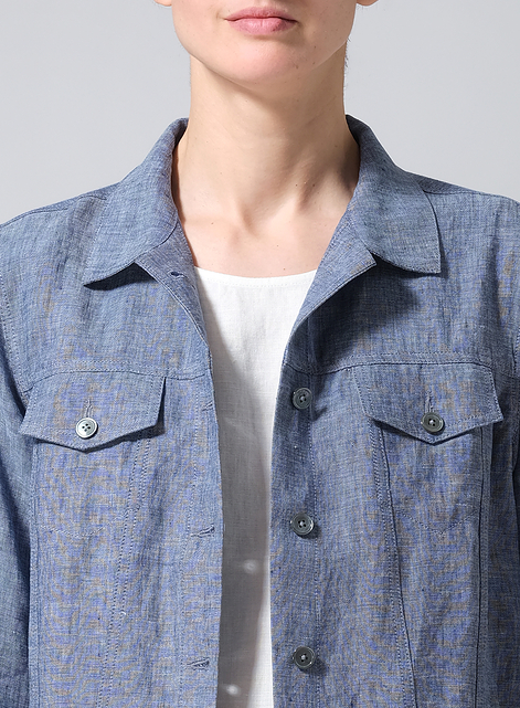Linen Button Front Cropped Jacket