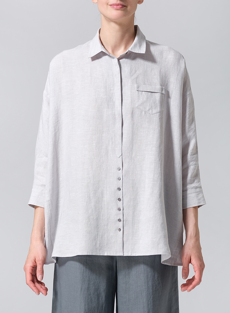 Linen Raglan Sleeves Loose Woman Shirt