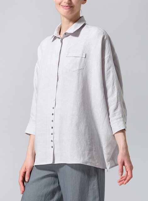 Linen Raglan Sleeves Loose Woman Shirt