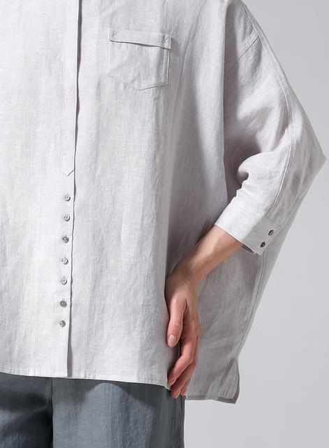 Linen Raglan Sleeves Loose Woman Shirt