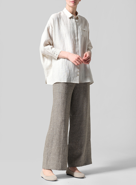 Linen Raglan Sleeves Loose Woman Shirt