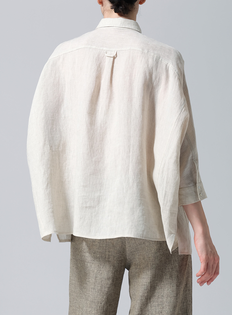 Linen Raglan Sleeves Loose Woman Shirt