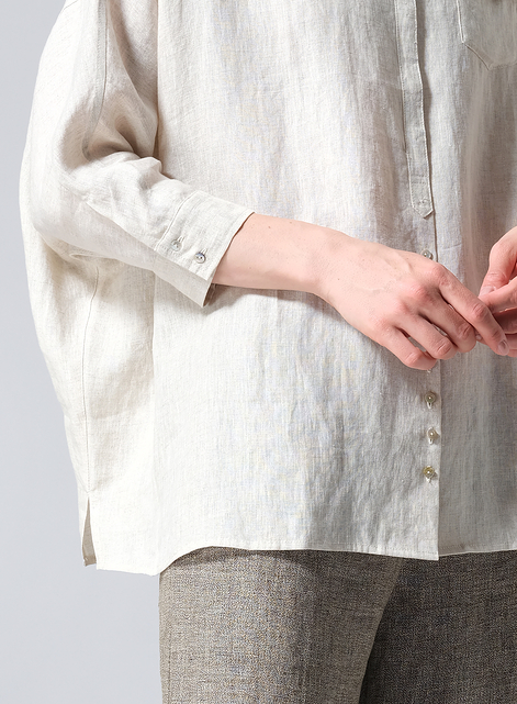 Linen Raglan Sleeves Loose Woman Shirt