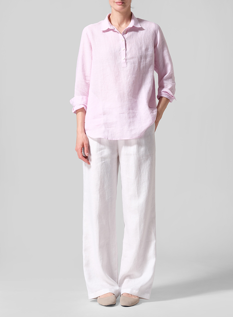  Linen Lapel Long Sleeve Comfort Shirt
