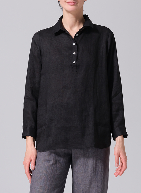  Linen Lapel Long Sleeve Comfort Shirt