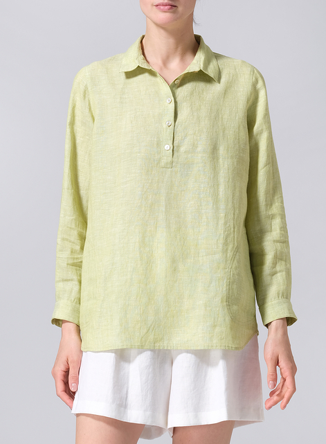  Linen Lapel Long Sleeve Comfort Shirt