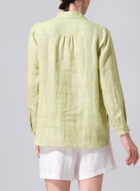  Linen Lapel Long Sleeve Comfort Shirt