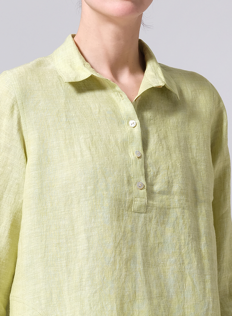  Linen Lapel Long Sleeve Comfort Shirt