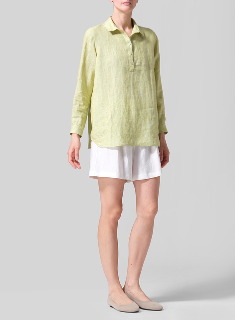  Linen Lapel Long Sleeve Comfort Shirt