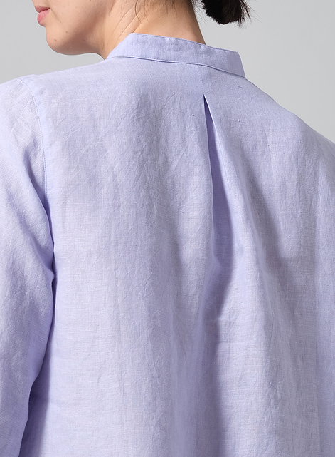 Linen Half-Open Collar V-Neck Shirt