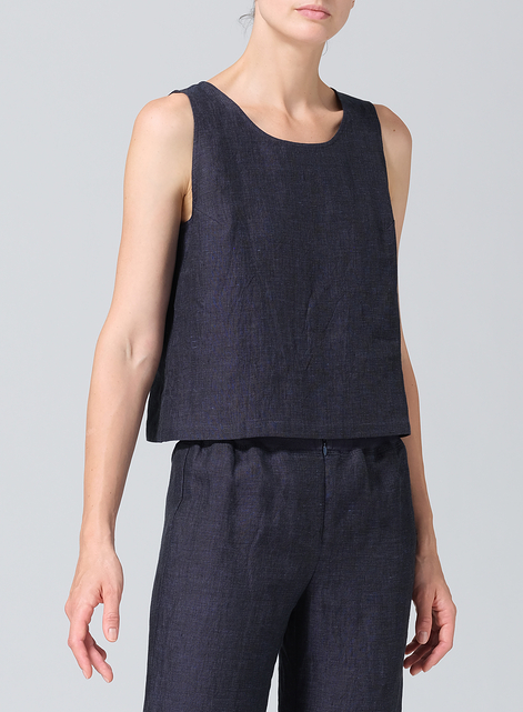 Linen Scoop Neck Tank 