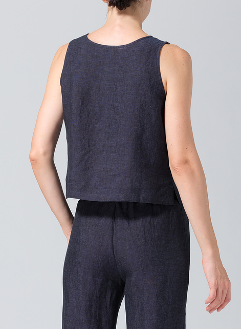 Linen Scoop Neck Tank 