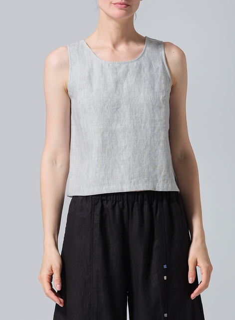 Linen Scoop Neck Tank 