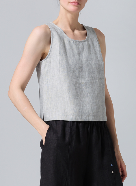 Linen Scoop Neck Tank 
