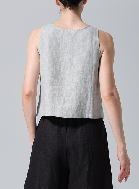 Linen Scoop Neck Tank 