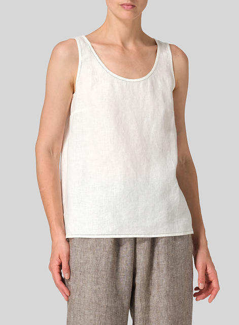 Linen Embroidered Sleeveless Cami