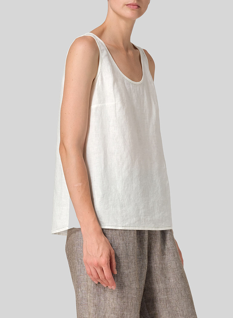 Linen Embroidered Sleeveless Cami