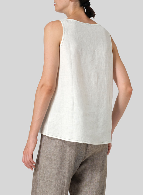 Linen Embroidered Sleeveless Cami
