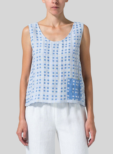 Printed Linen Tank Top