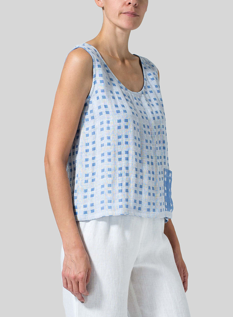 Printed Linen Tank Top