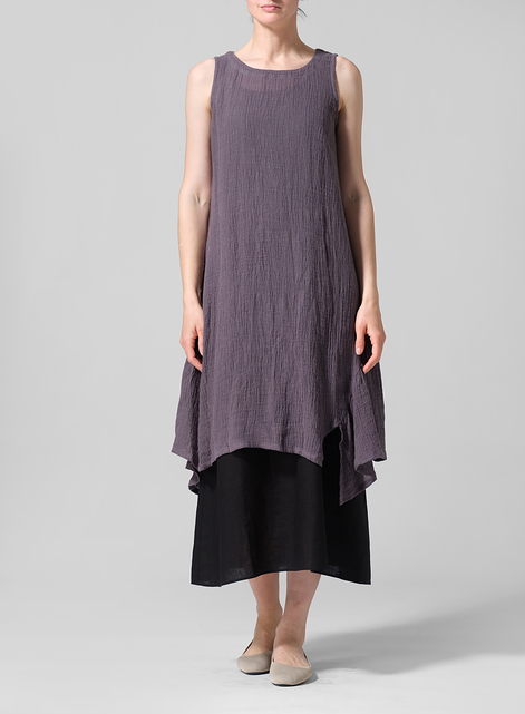 Crinkle Linen Long Vest