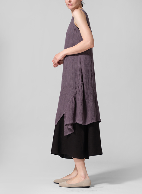 Crinkle Linen Long Vest