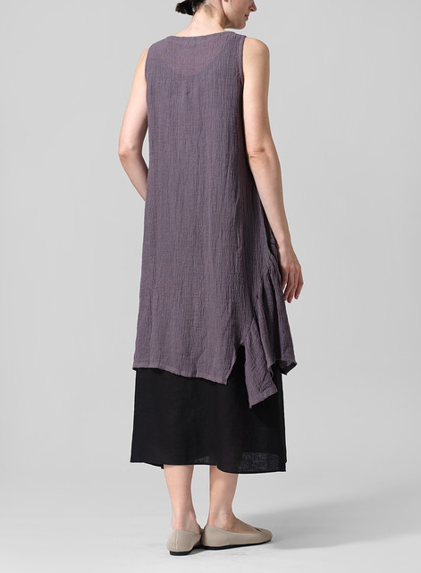 Crinkle Linen Long Vest