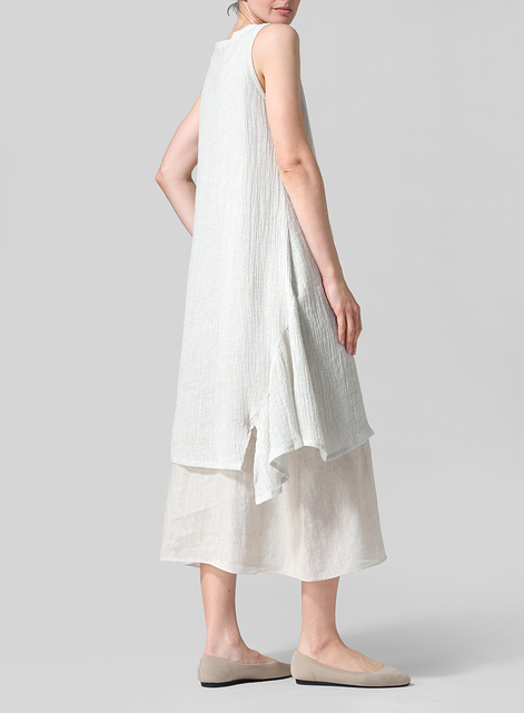 Crinkle Linen Long Vest