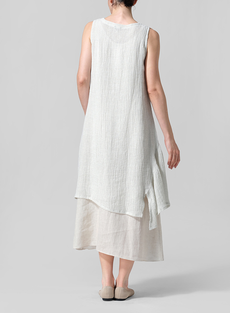 Crinkle Linen Long Vest