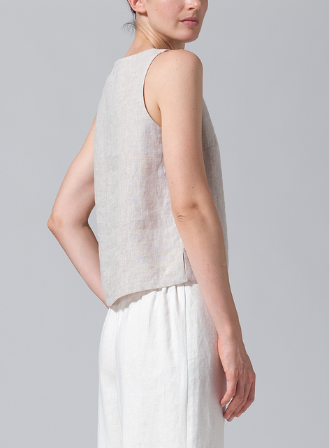Linen Nice Fit Sleeveless Tank Top