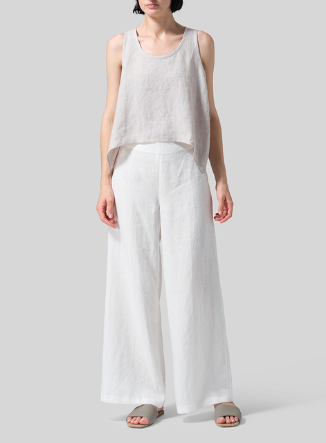 Linen Scoop Neck Halter Backs Vest