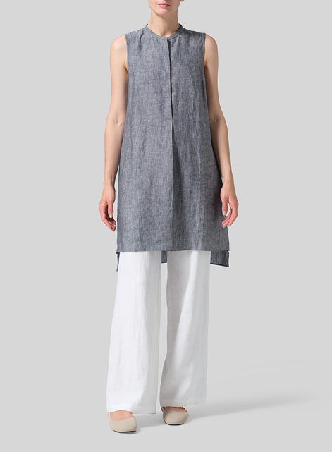 Linen Sleeveless A-line Long Tunic
