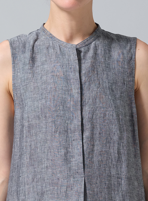 Linen Sleeveless A-line Long Tunic