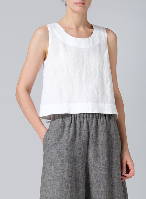 Linen Sleeveless Vest Top