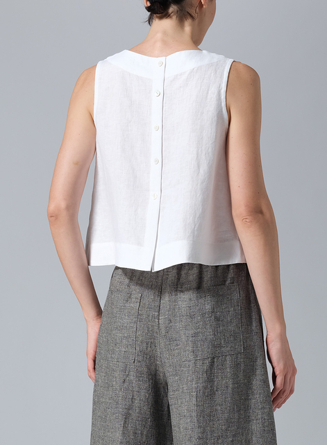 Linen Sleeveless Vest Top