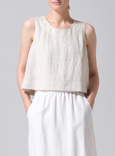 Linen Sleeveless Vest Top