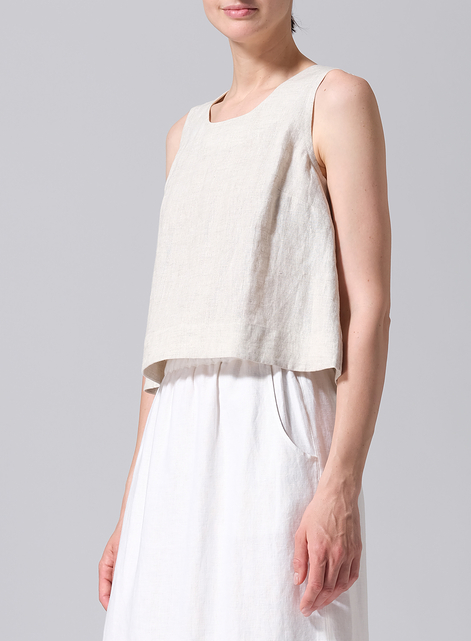 Linen Sleeveless Vest Top