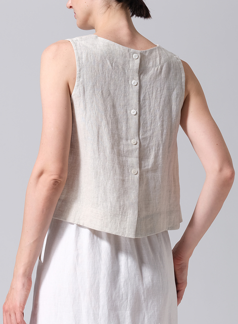 Linen Sleeveless Vest Top