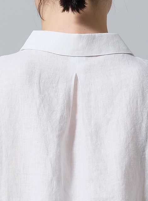 Linen Slightly A-shape Shirt Collar Vest