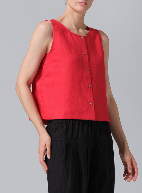 Linen Sleeveless Top Tank