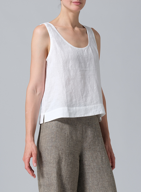 Linen Sleeveless U-neck Vest Top
