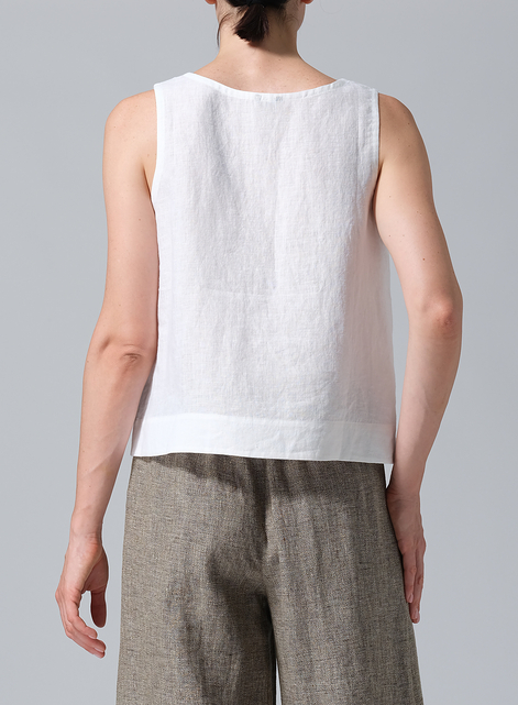 Linen Sleeveless U-neck Vest Top