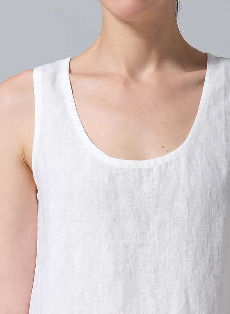 Linen Sleeveless U-neck Vest Top