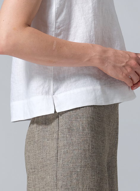 Linen Sleeveless U-neck Vest Top