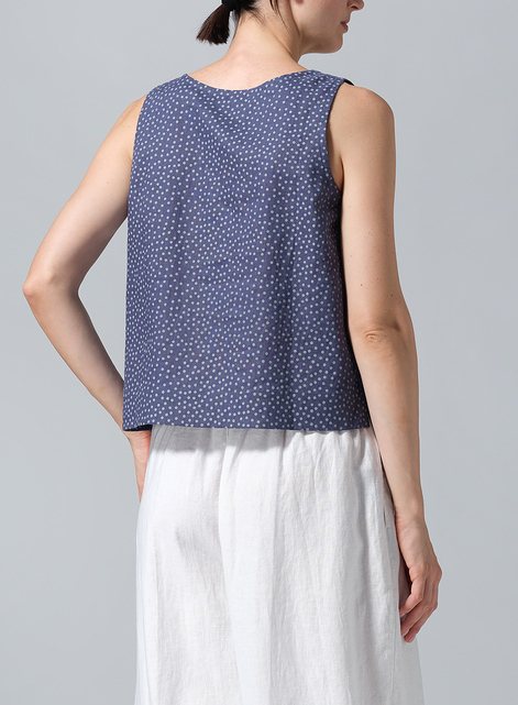Linen Sleeveless U-neck Vest Top