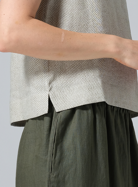 Linen Sleeveless U-neck Vest Top