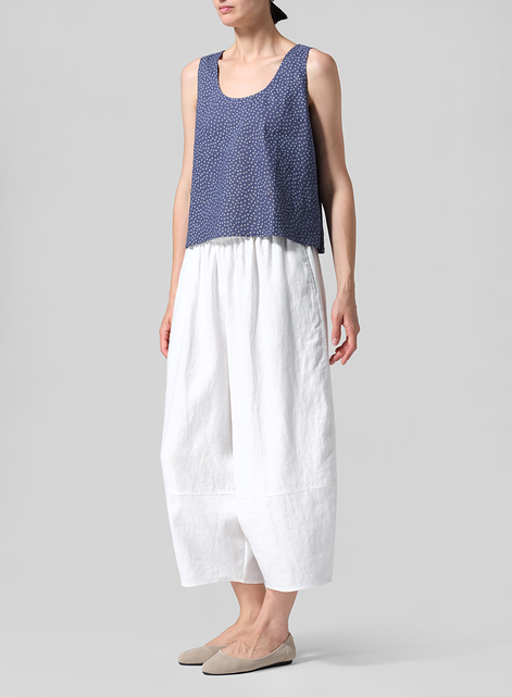 Linen Sleeveless U-neck Vest Top