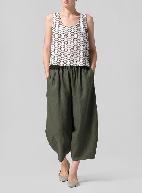 Linen Sleeveless U-neck Vest Top